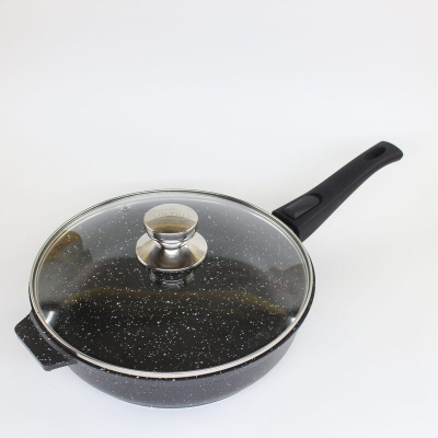 Сковорода 260мм АП "Granit Perfection black", со съемной ручкой ,стек.крышкой