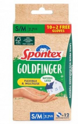 Перчатки одноразовые GOLDFINGER S/M 10+2шт латекс 12929007