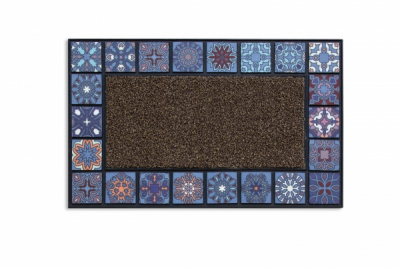 Коврик придверный MOSAIC QUADRO синий 76х45см