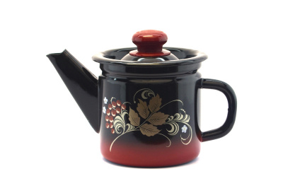 Чайник 1л декор Рябинушка красн-черный с кнопкой  С2707.38