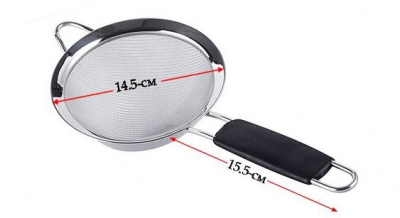 Сито дуршлаг d14,5см черная ручка арт.3826-14