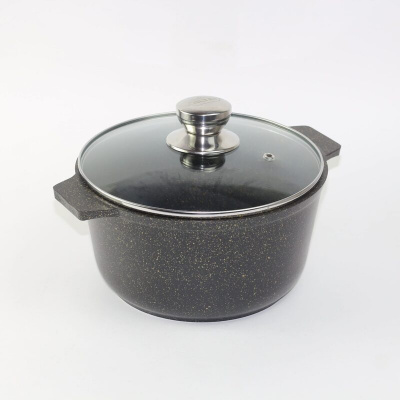 Кастрюля 5л АП "Granit Perfection black gold",со стекл. крышкой (4)